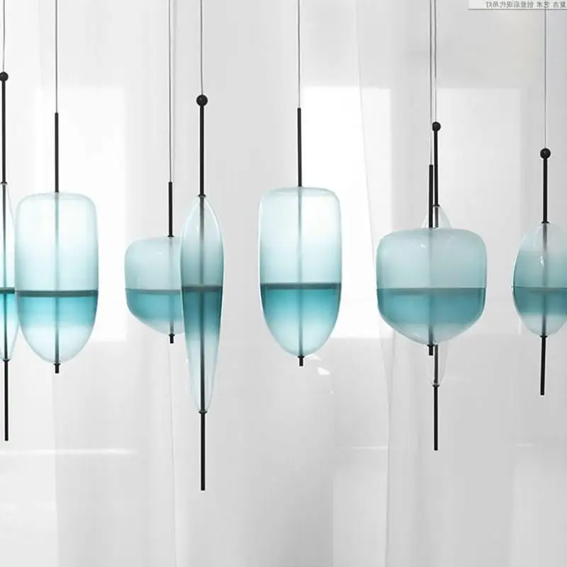  Blue chromatography Italian design lamp pendant light Lake of Venice Blue gradient Simple Peaceful  - 32871322905