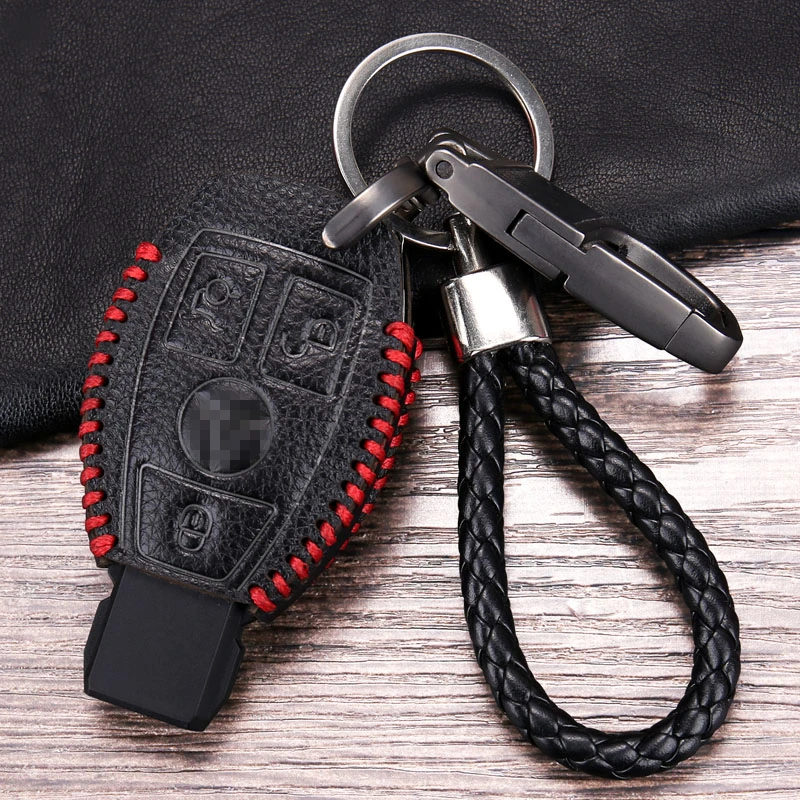 Suede Leather Car Remote Key Case Cover For Mercedes Benz w203 w204 CLS CLK AMG 