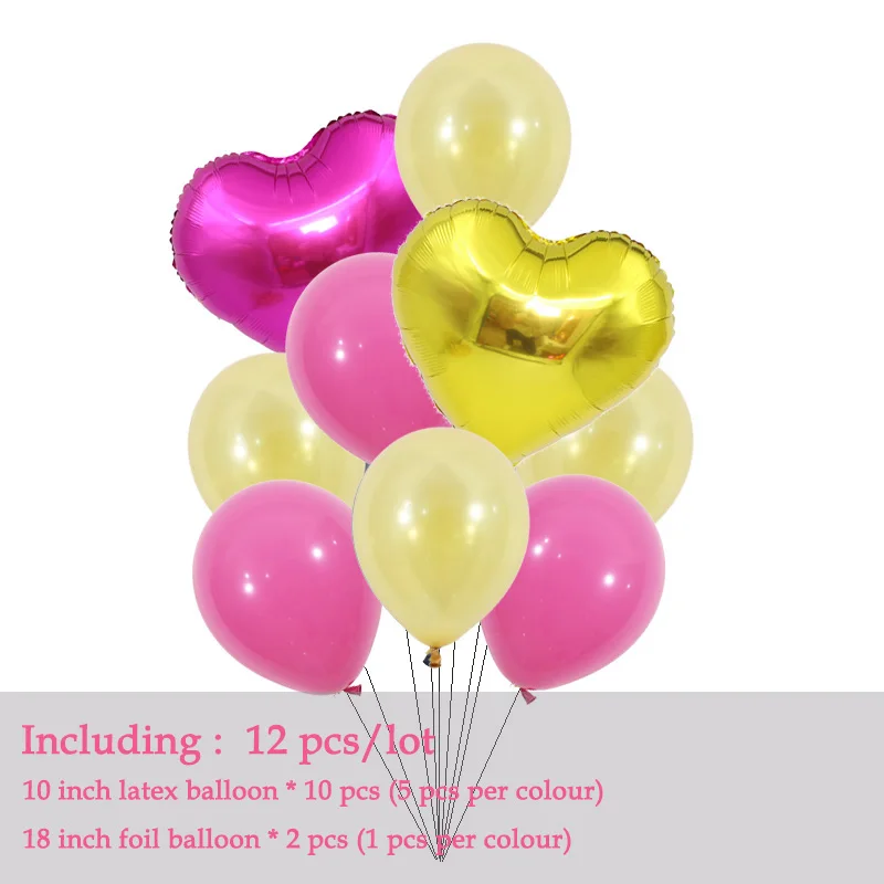 12 шт./лот, латексные воздушные шары, звезды, сердце, фольгированные воздушные шары, золотые, черные, розовые, Тиффани, вечерние шары, для детей, на день рождения, для свадебной вечеринки, украшения - Цвет: Hot pink   Gold