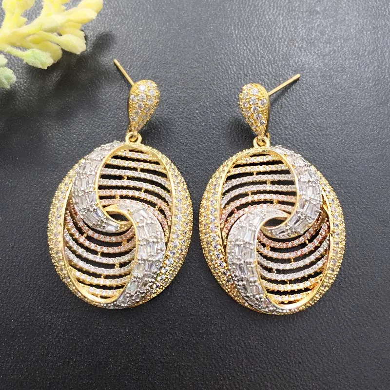 

Lanyika Fashion Jewelry Original Delicate Stylish Contort Earrings Full Micro inlay Micro Plated Banquet Popular Best Gift