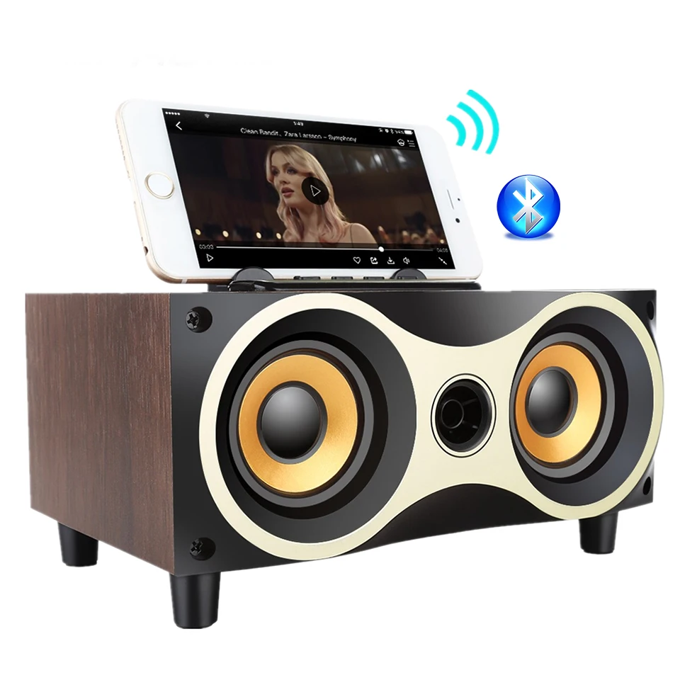 Mini Retro Wooden Bluetooth Speaker Wireless Subwoofer Portable Stereo Sound Box