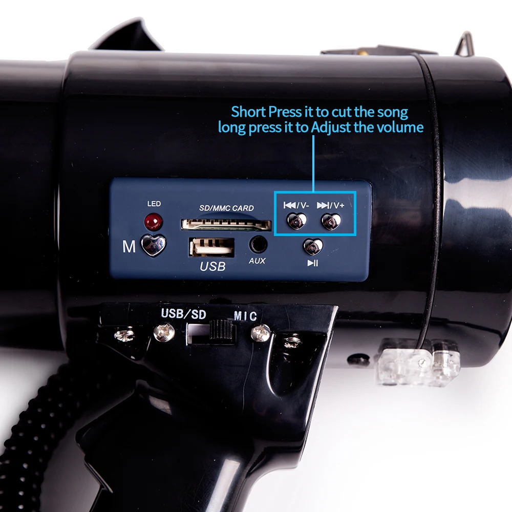  Portable Megaphone 50 Watt Power Megaphone Speaker Bullhorn Voice And Siren/Alarm Modes With Volume