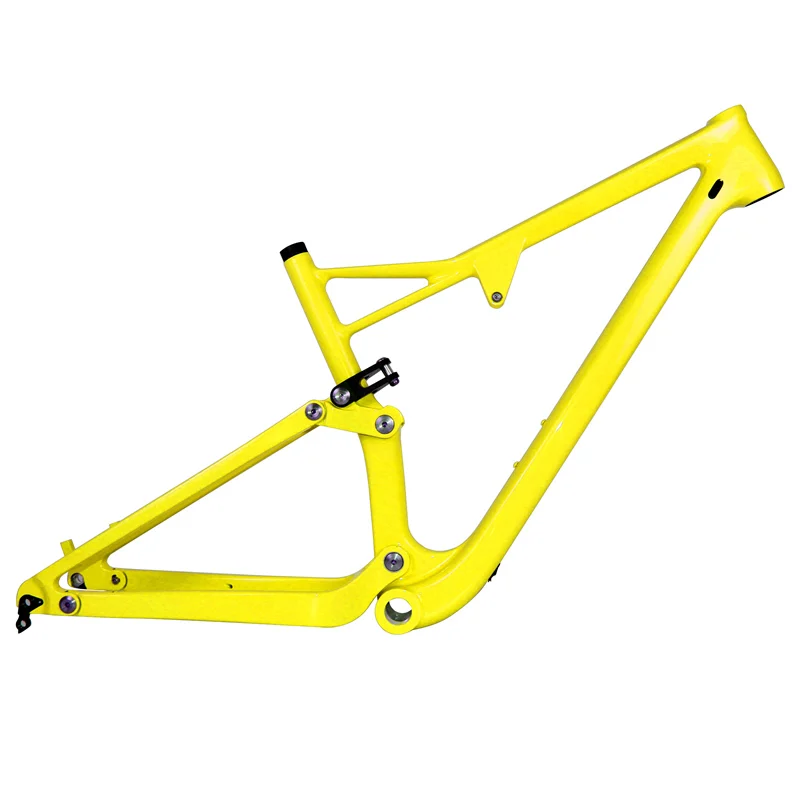 Spcycle 29er полная подвесная карбоновая рама, карбоновая рама для горного велосипеда 29er, карбоновая рама 142*12 мм через ось 165*38 мм для путешествий - Цвет: Yellow Glossy