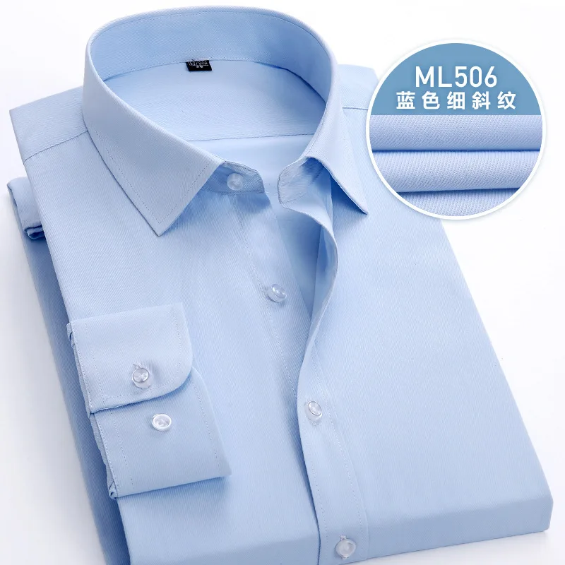 Новое поступление, мужская рубашка без железа, одноцветная, Стандартная посадка, длинный рукав, отложной воротник, формальные мужские модные рубашки, мужские рубашки - Цвет: ML506