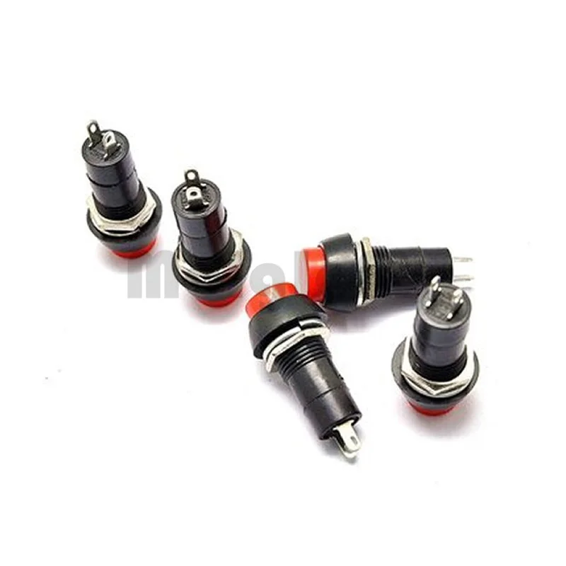 

300pcs 12mm Plastic Push Button Switch Self-locking / Momentary Switchs 3A 150V 2PIN Red On-off