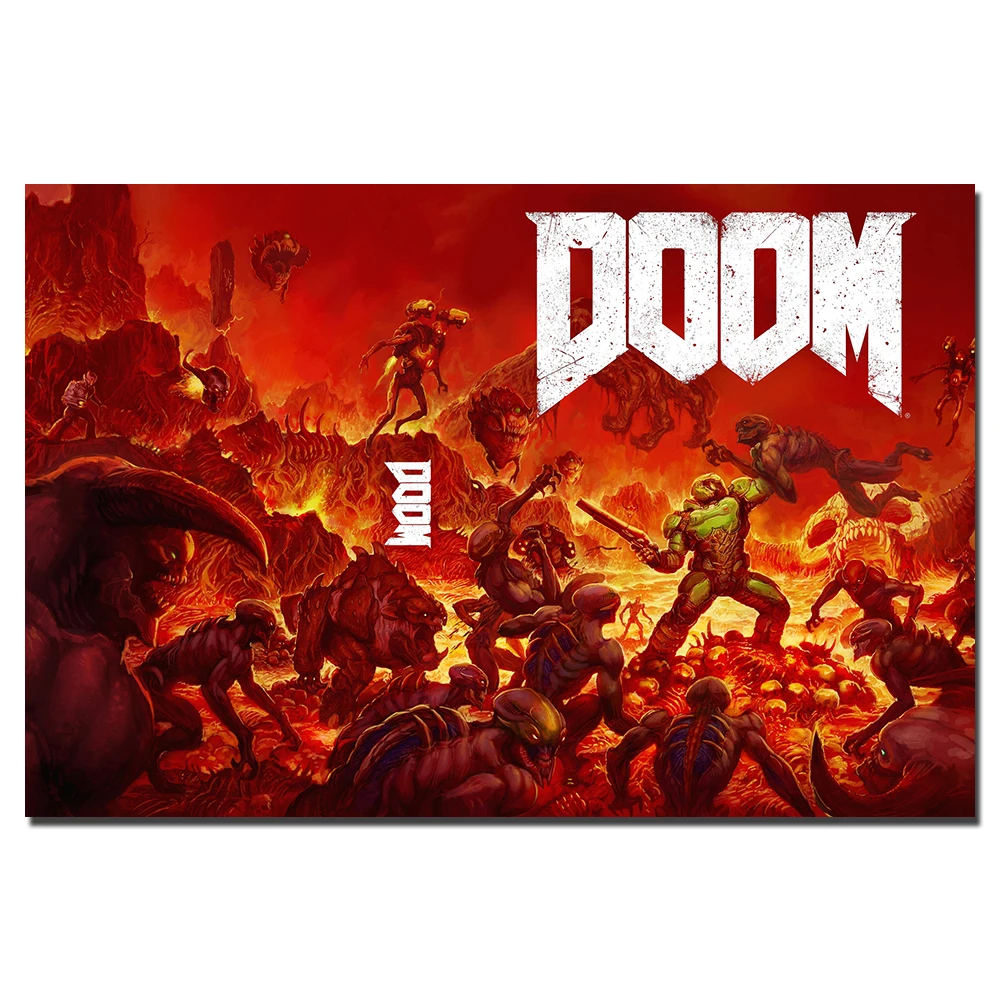 

Doom Game Poster Canvas Cloth Fabric Print Painting for Home Decor Wall Art Picture