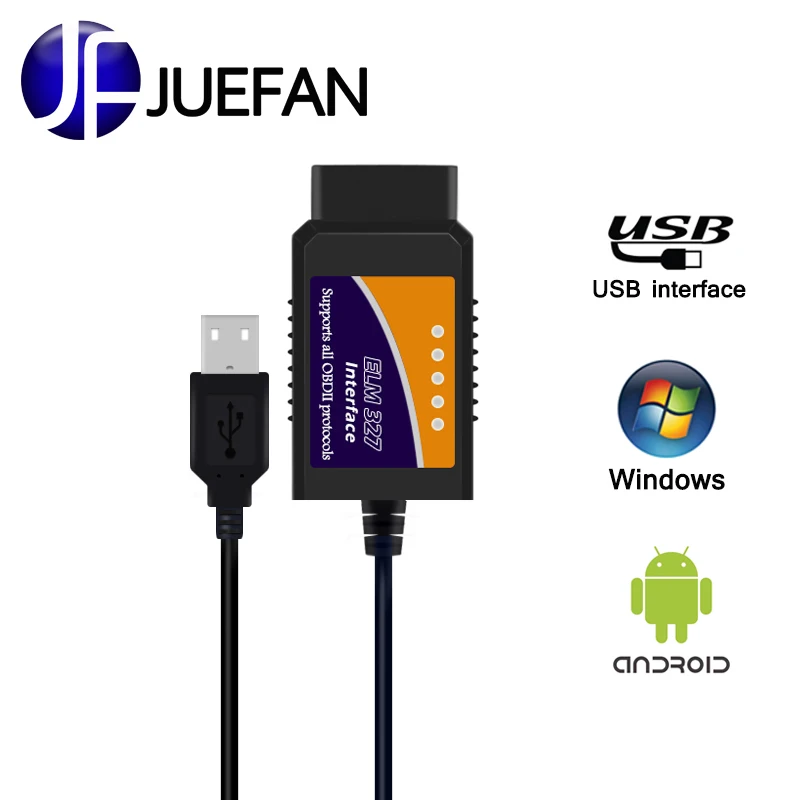 

new ELM327 USB Plastic OBD2 Auto Diagnostic Tool scanner Version V1.5 ELM 327 USB Interface OBDII CAN-BUS Scanner free delivery