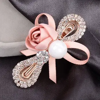 

Women Floral Simple Rhinestone Barrette Hairpins Headwear Imitation Pearl Flower Bow Hairpin Hair Clips