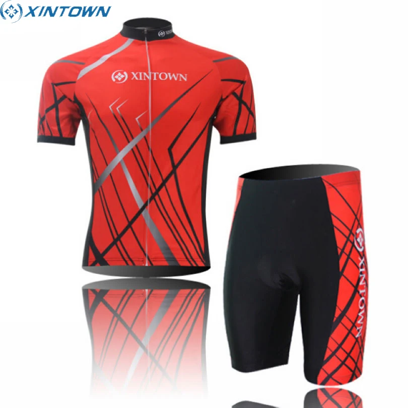 XINTOWN мужская красная Ropa Ciclismo Спорт на открытом воздухе короткая велосипедная майка с рукавами Велоспорт велосипед+ комбинезон шорты наборы