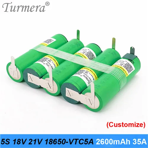 3S 12,6 V 4S 16,8 V 5S 21V аккумулятор US18650VTC5A 2600mah 35A разрядный ток для шуруповерта батареи(по индивидуальному заказу - Цвет: 5S1P-H-VTC5A