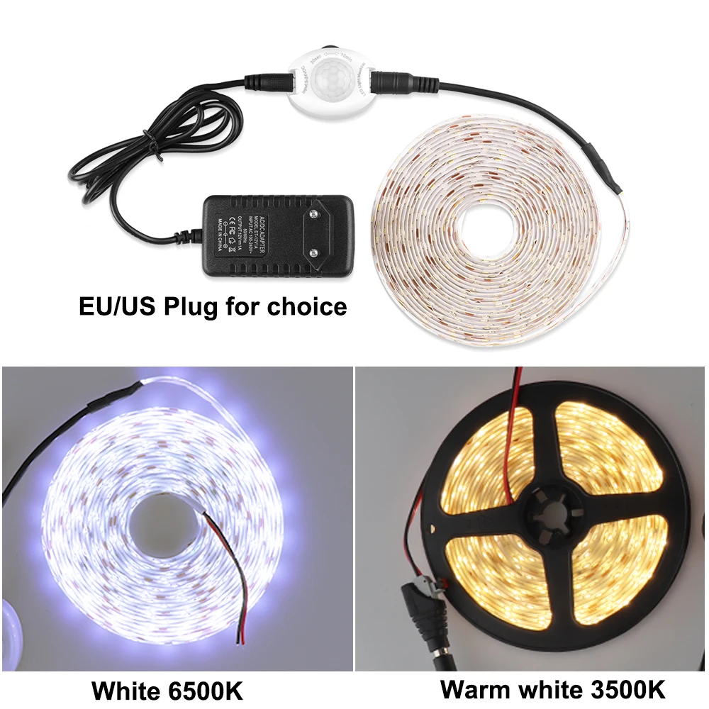 

Auto ON/OFF IP65 Waterproof Flexible LED Tape DC12V LED Strip 2835 Motion Sensor Controller 1M 2M 3M 4M 5M Sensor Bed Light