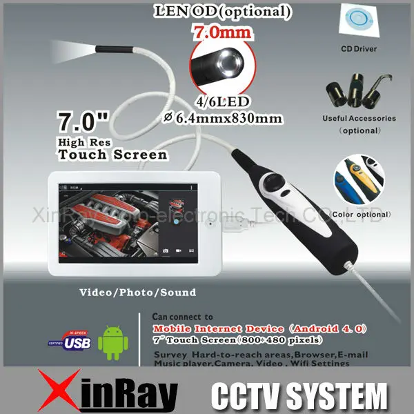 Freeshipping ,98AM Wifi Endoscope Inspection Camera with Laptap Table PC 7inch MID Android OS,Wireless endoscopic for Industry