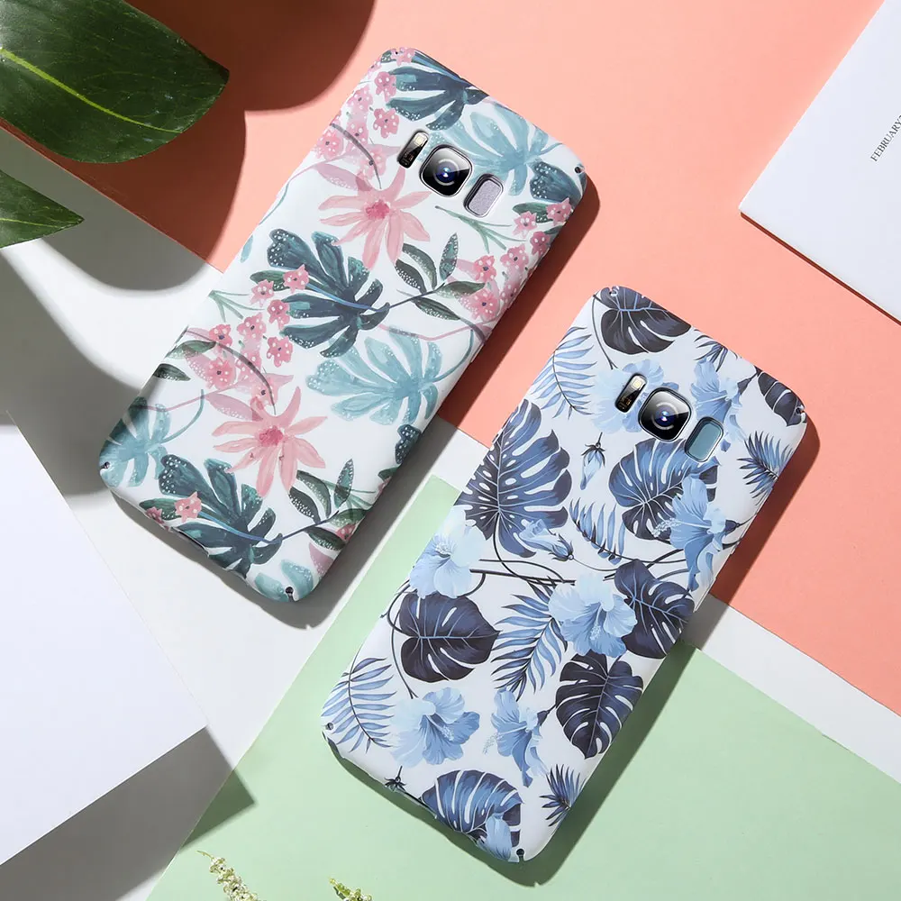 Рамочный чехол тропические листья для samsung Galaxy A30 A50 A70 A90 Жесткий Чехол J7 2017 EU