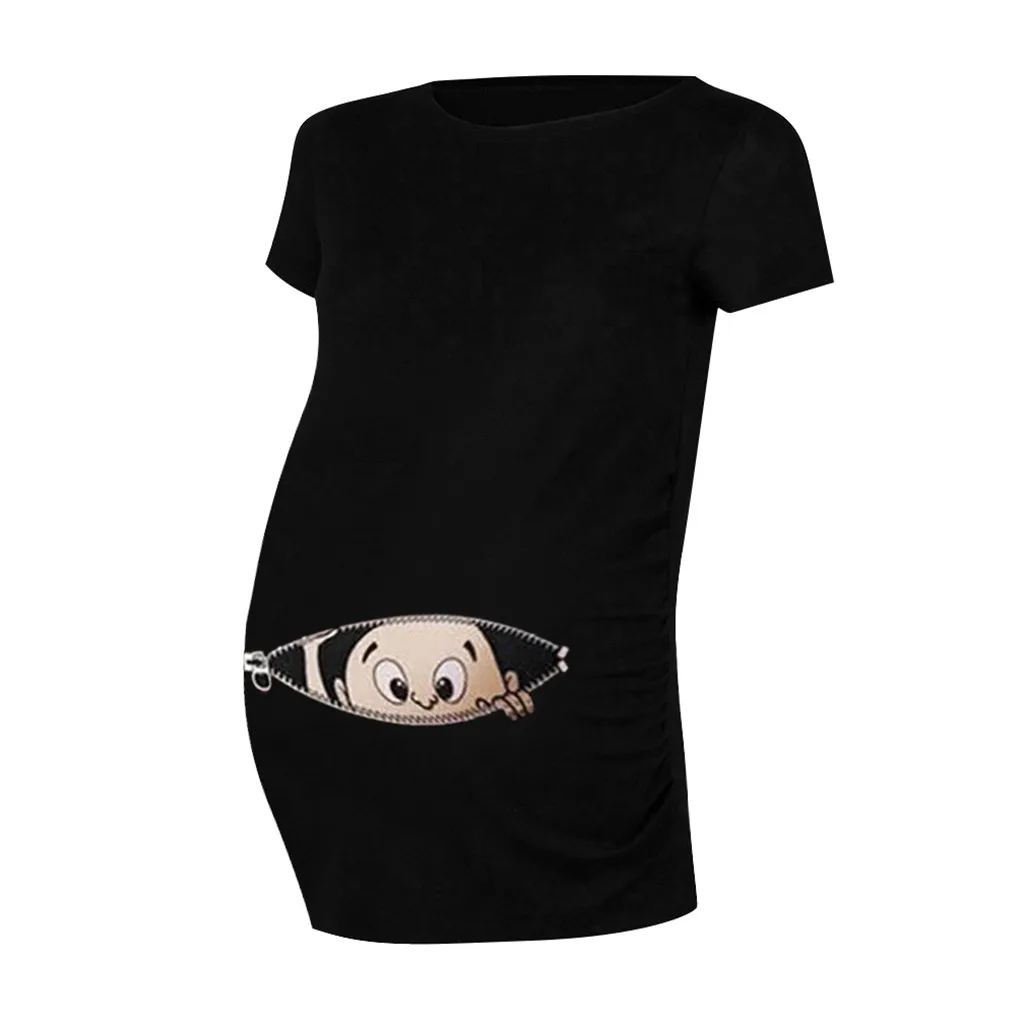 Рубашка для кормящих топы для беременных женщин для беременных с коротким рукавом с мультяшным принтом топы футболки Одежда для беременных для фотосессий