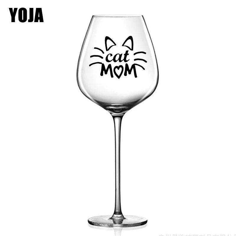 

YOJA 5.2X3.8CM 6pcs Cat Mom Creative Home Wall Decal Cups Decor Wine Glass Sticker G1-0305