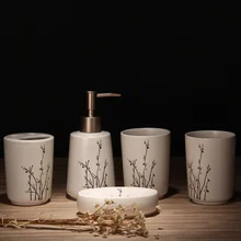 Керамический моющий набор из пяти предметов, зубная чашка, дезинфицирующее средство, бутылка, мыльница, горлышко, украшение для ванной комнаты lo861025