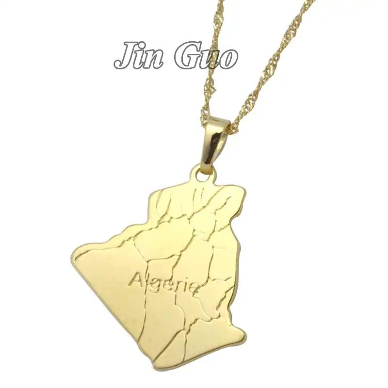 

Jin Guo Algeria map pendant & necklace , country map jewelry