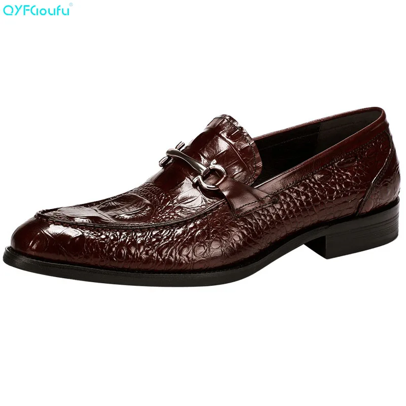 

Fashion Mens Designer Shoes Oxford Genuine Leather Shoe Formal High Quality Crocodile Pattern Party Dress Shoe