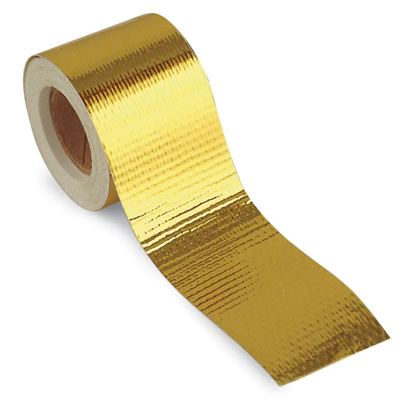 5mx5cm Fiberglass Heat Reflective Tape Gold High Temperature Heat and Sound  Shield Wrap Roll Adhesive New Car Accessories