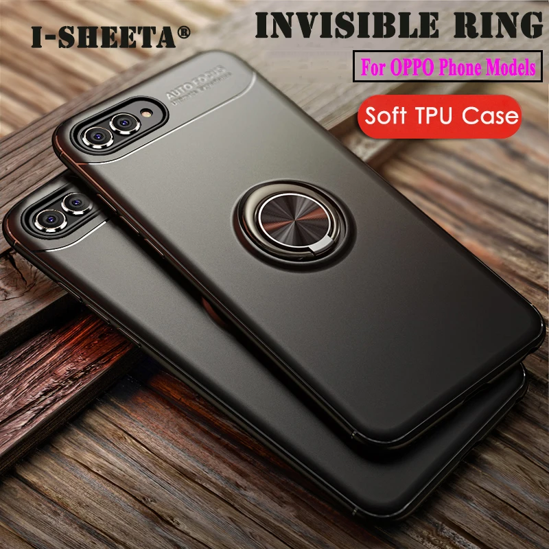 

Shockproof for OPPO R9S Plus F3 Plus A7 K1 R17 Pro R15X Cover 360 Magnetic Finger Ring Stand Holder Slim Matte Soft TPU Gel Case