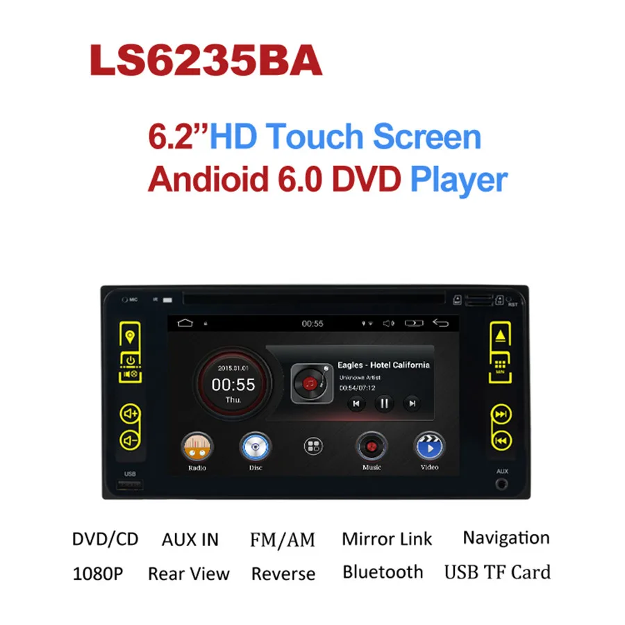 Автомобильный DVD плеер HD 1024 Универсальный Android 6 0 четырехъядерный GPS Навигация BT