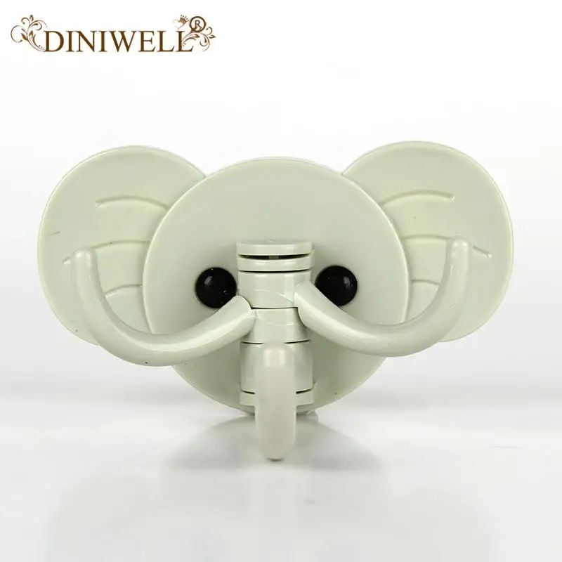 

Kitchen Bathroom Storage Organizer Cute Elephant Shape PP Plastic Strong Adhesive Wall Hanging Sticky Hook Holder