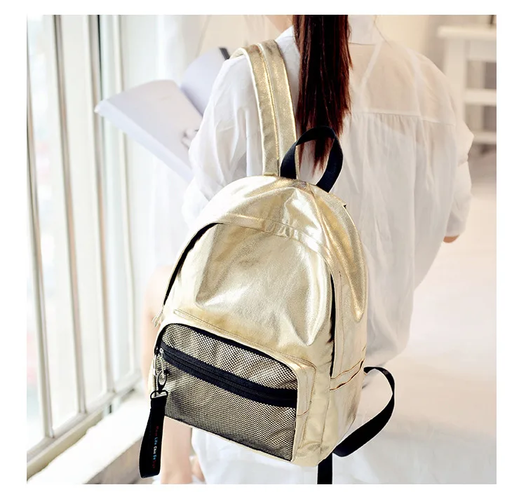 MJ Unisex Backpack Fashion Metallic Female Backpacks Casual Daypack Large Travel Bag Big Holographic Backpack Cool School Bags (13)
