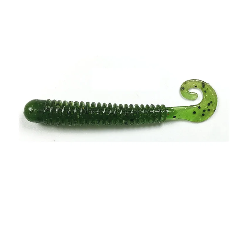 

Youtai Hot selling!14pcs/Lot 63mm Salt Smell Soft worm baits 1.3g Artificial Small curly tail Fishing Lure Fishing gear