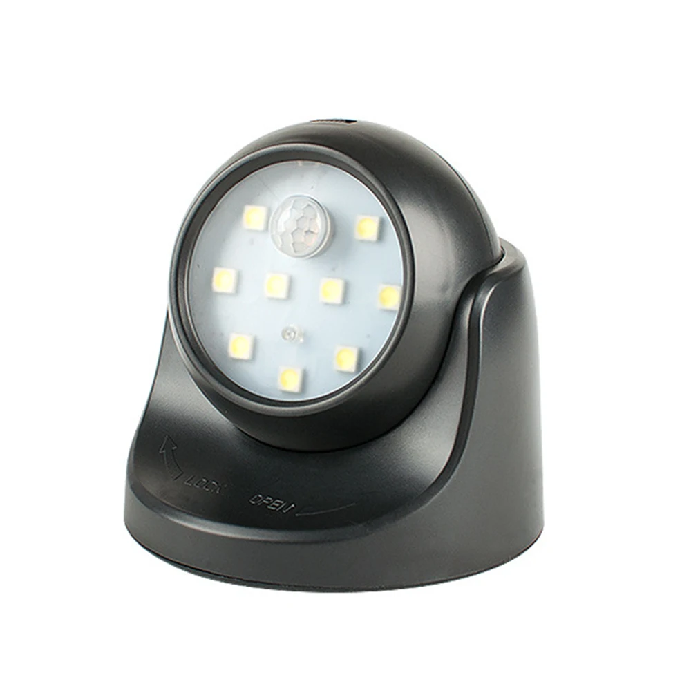 9 Led PIR датчик движения Ночной автоматический индукционный потолочный светильник вращение на 360 Беспроводной детектор светильник Настенный светильник для лестницы вне дома - Цвет: Черный