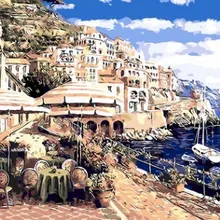 Diy живопись Приморский небо город цифровой номер декоративные настенные картины гостиная холст картина без рамы 40X50 см AOP062