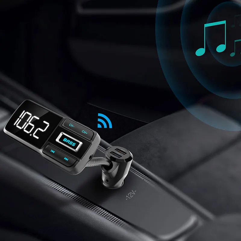 Vehemo бас для Bluetooth FM передатчик громкой связи TF карта MP3 автомобильный USB музыкальный приемник BT77D плеер стерео телефон Chargrt