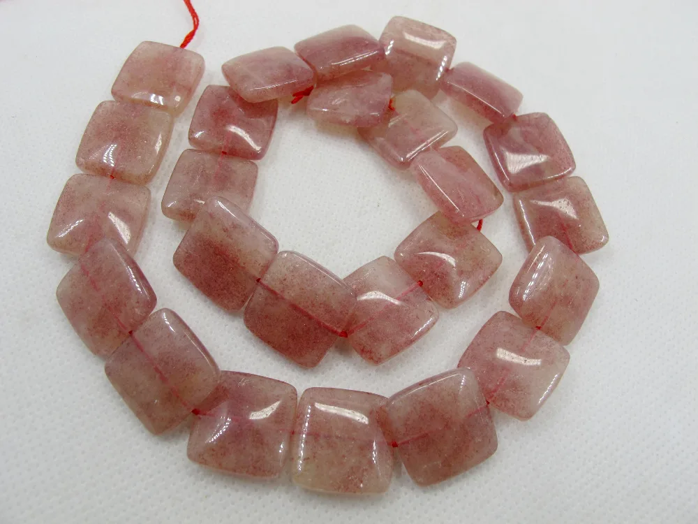 

STWB002-Natural Strawberry Quartz Crystal Bead 12-25mm Square Healing Stone Jeweley Loose Bead 15.5"/strand for jewelry making