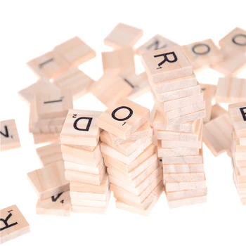 

100Pcs Wooden Scrabble Tiles Black Letters Numbers For Crafts Puzzles Wood Alphabets Education Christmas Gift For Children