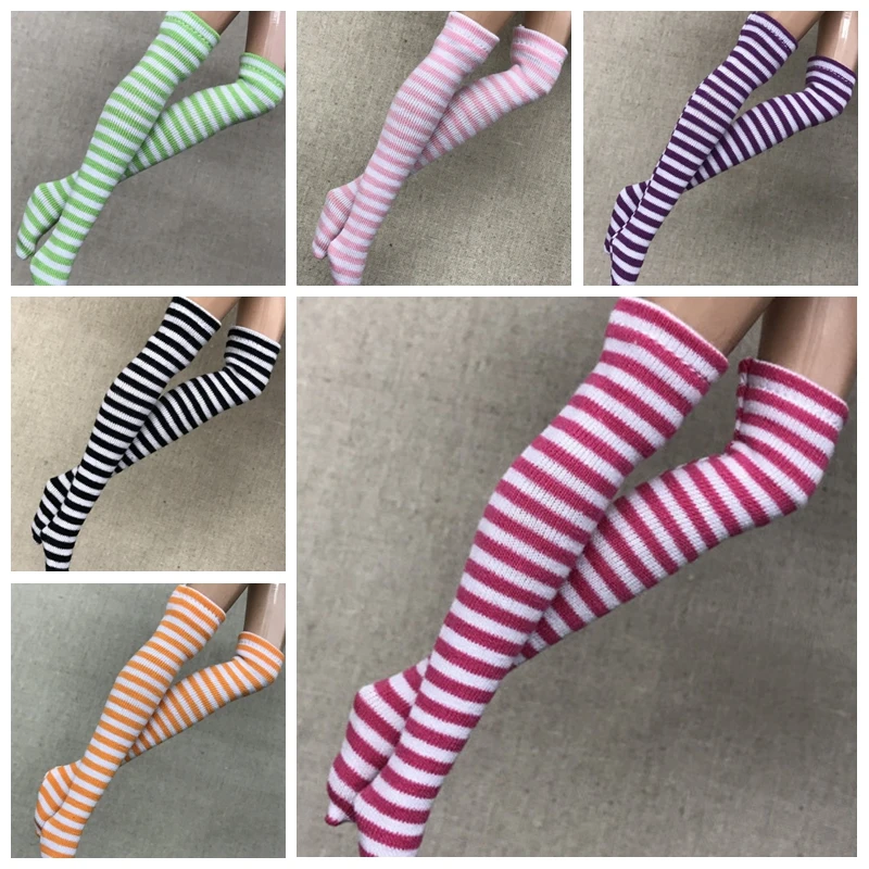 

1 Pair Candy Color Stripe stocking Socks for Blyth, Azone S, OB, Momoko, licca 1/6 Dolls Accessories girls toys
