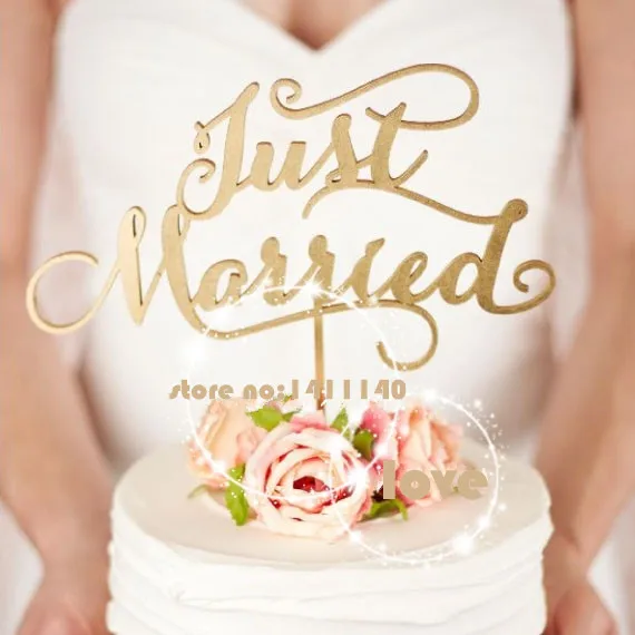 rosenice Just Married Decoración para tartas Pastel de boda Topper Decoración 