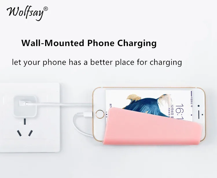 Wolfsay универсальный настенный держатель телефона Подставка для зарядки iPhone 8X7 Plus