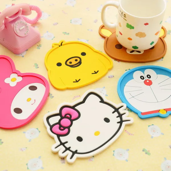 

1 Piece Cute Coasters Anti-skid Insulating Silicone Pads Coasters Silica Gel Cup Mats