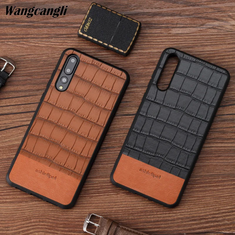 

High-end business real cowhide bamboo stitching all-inclusive mobile phone case for hauwei p20 case leather phone full case