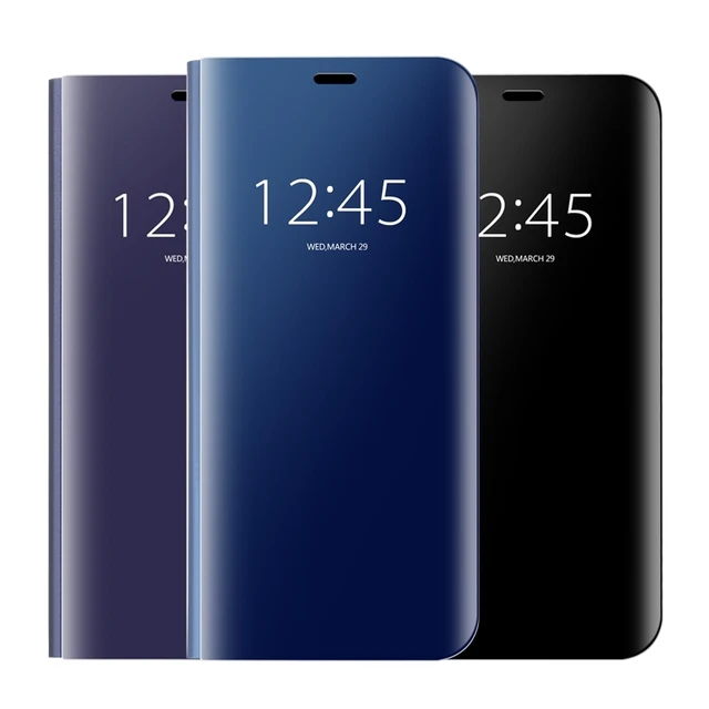 Clear View Mirror Smart Case For Huawei Y6 Y9 2018 Flip Leather Stand Cover For Enjoy 8E 8 Y5 7S Honor 7A Y7 Prime 2018 Cases