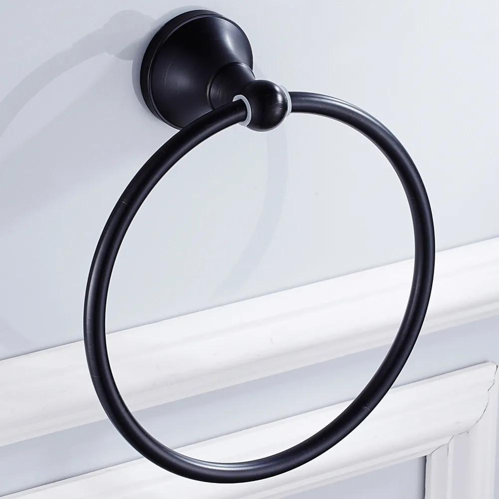 Leyden Solid Oil Rubbed Bronze Brass Wall Mounted Black Towel Ring