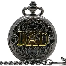 Роскошные Скелет карманные часы "папа" с ручным заводом механические Ретро Для мужчин часы подарок для отца черный Цвет часы