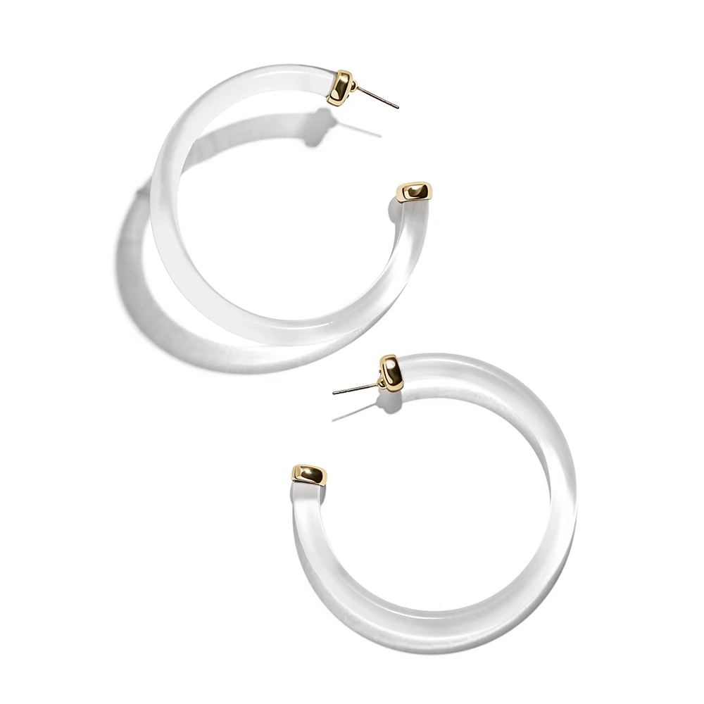 Винтажные трендовые прозрачные большие круглые серьги-кольца для женщин с геометрическим орнаментом, ювелирные изделия из смолы
