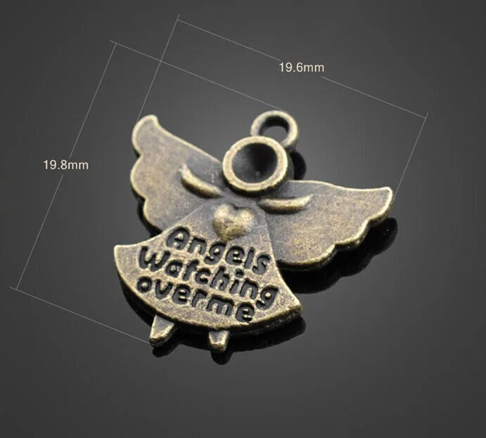 

100pcs Antique Bronze Angel Wings Charms Pendants-DIY Jewelry Findings Necklace Bracelet Fashion Accessories 19.8 mm X 19.6mm