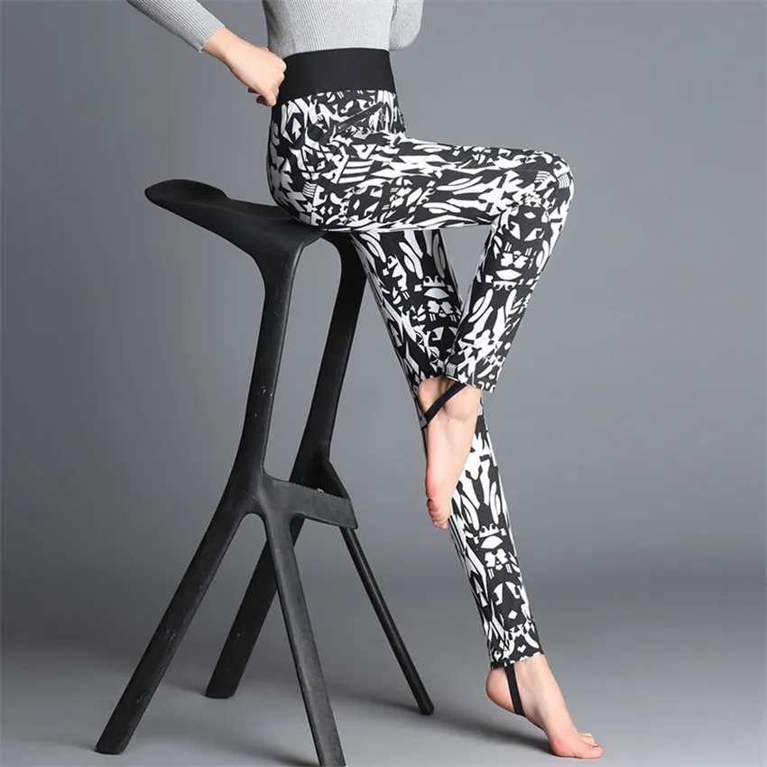 

New Winter Women Light Thin Duck Down Pants Lady High Waist Long Pant Female Big Size Elastic Waist Print Trousers OuterWear 416