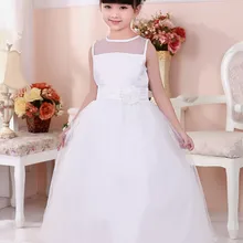 Shybobbi Новинка, платье для девочек белый цветок Пояс Тюль пят свадьбу подружки невесты принцессы детская одежда