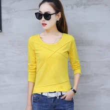 Vetement Femme, корейский стиль, хлопковая футболка с длинными рукавами, женская мода, Футболка женская, футболки Camiseta feminina Poleras Muje