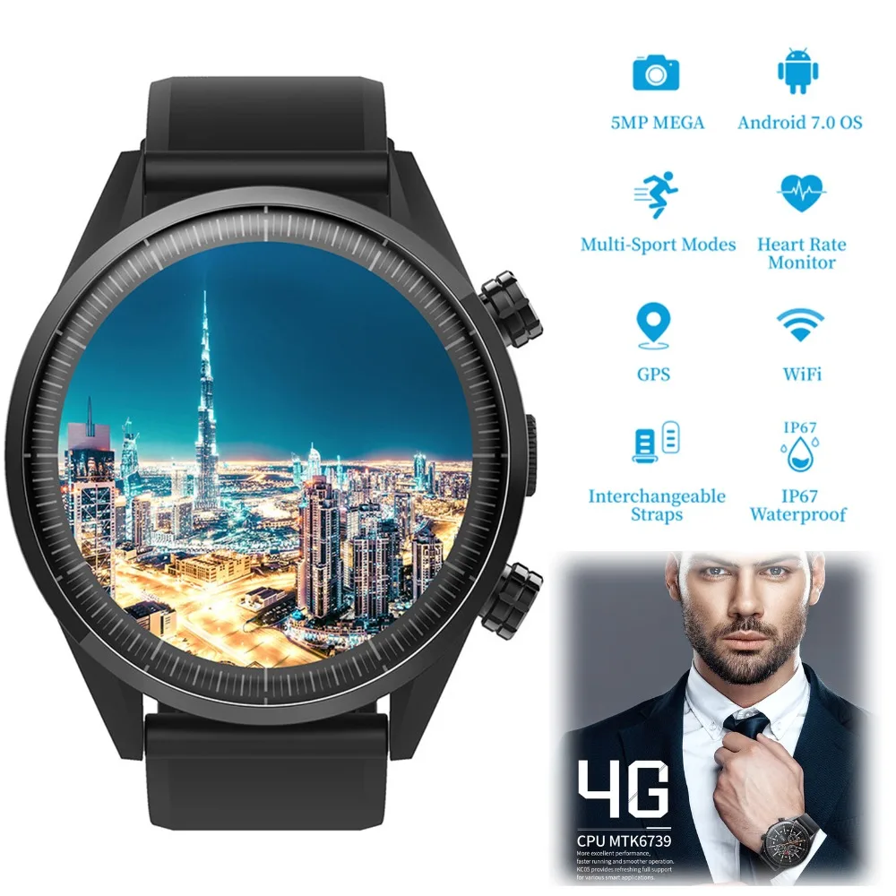 

WIFI 4G Bluetooth Smart Watch Men Wristband Android 7.0 Quad Core GPS Tracker Sports Wristband For Samsung iPhone Huawei