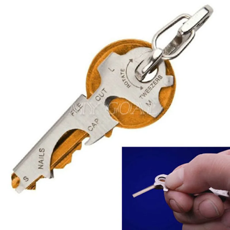 

Hot Selling 8 in 1 stainless steel multi-function tool keychain Outdoor survival gear