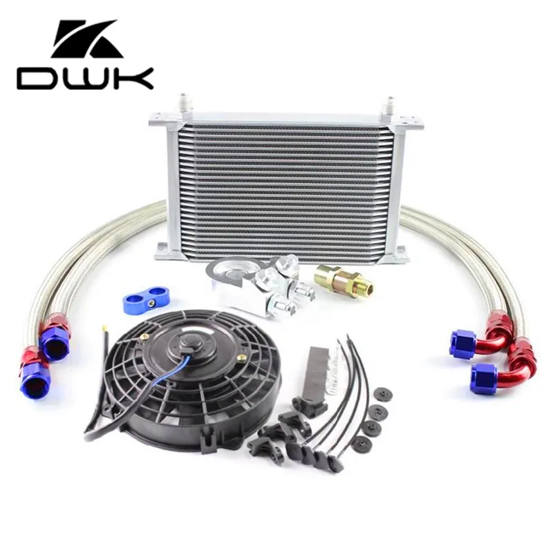 DWK-Universal 25 Row AN10 25Rows Engine Oil Cooler Radiator Kits+Filter Adaptor Kits+7&quot Fan OA-25SL-02SL-F | Автомобили и