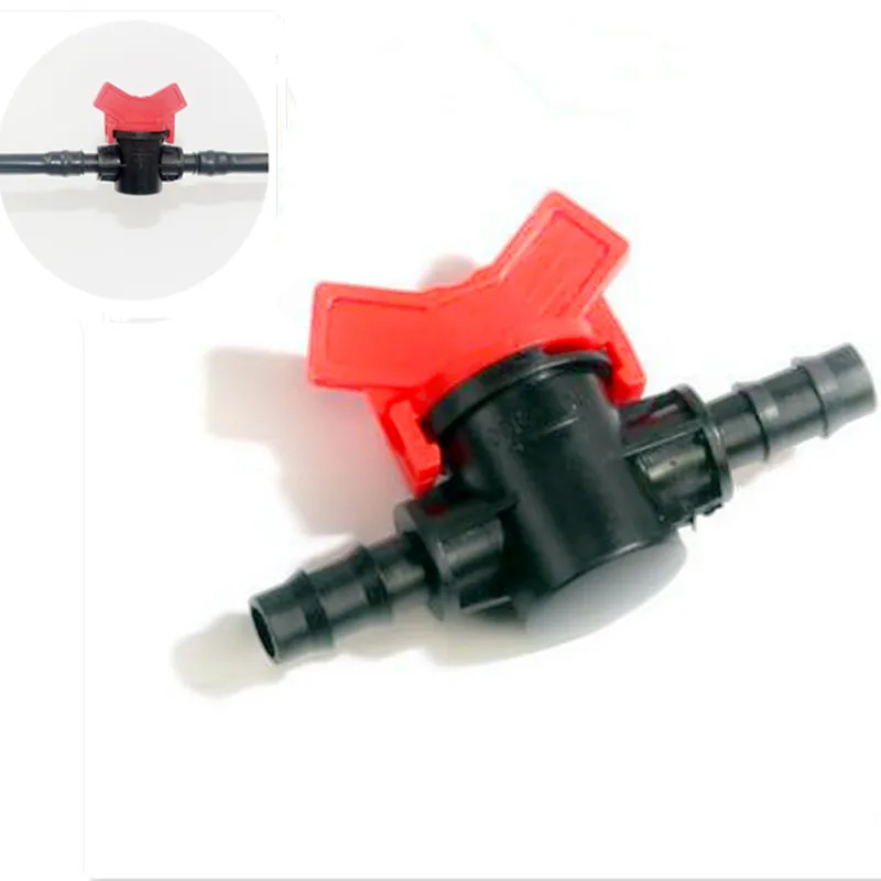 

10pcs 3/8" Straight Coupling Valve Barbed Mini Valves Switch For 8mm/11mm Tubing Micro Drip Irrigation Connector U108